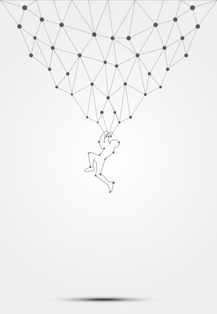 Dot line composition rock climbing vector illustration, science and technology abstract backgroundのイラスト素材