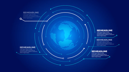 Dots and lines connect, digital earth builds global future science and technology innovation interface backgroundのイラスト素材