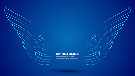 Blue line flying wings with a sense of technology vector poster backgroundのイラスト素材