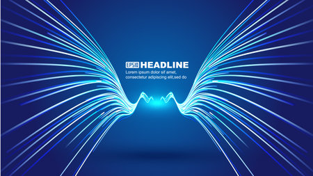 Abstract blue background with glowing lines. Vector illustration. Eps 10.のイラスト素材