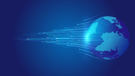 Abstract technology background with world map and network connection. Vector illustration.のイラスト素材