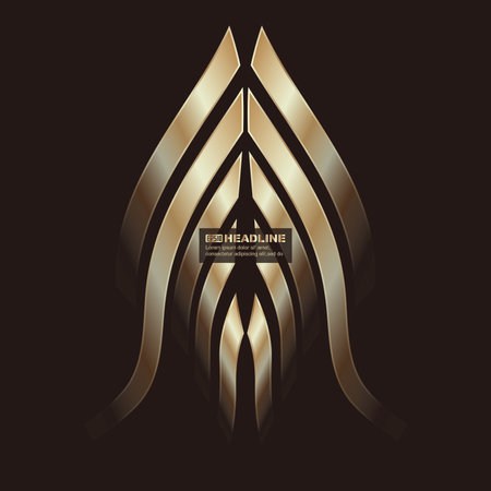 Abstract vector background. Creative concept illustration for web, glow light effect. A gold Logo abstract vector graphic on a black backgroundのイラスト素材