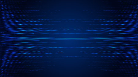 Abstract technology background. Vector illustration for your design. The Internet technology background of luminous lines moving towards each other. Blue color.のイラスト素材
