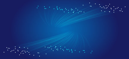 Blue technology particle lines Internet technology big data texture background. Abstract blue background with glowing lines. Vector illustration for your design.のイラスト素材