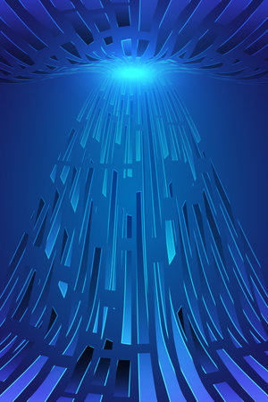 Abstract blue futuristic background. Vector illustration for your design. Blue polygon fragment impact force sensing Technology vector background. EPS10のイラスト素材