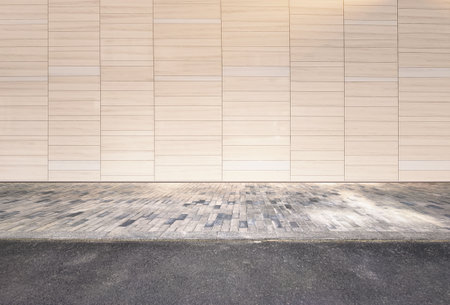 street wall background,Industrial background, empty grunge urban street with warehouse brick wallの写真素材