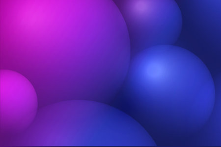 Blue purple gradient 3D sphere bubble poster vector background. Abstract background with bokeh defocused lights. Vector illustration.のイラスト素材