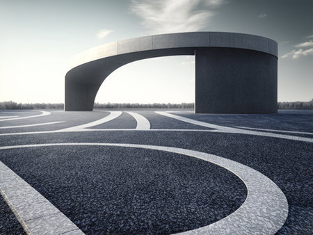 Road and arch in the middle of the road. AI-Generated Imagesの素材