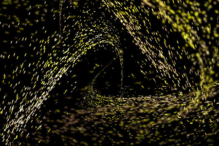 abstract fractal background a computer-generated 2D illustration, texture. Golden particles extend...