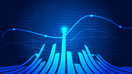 Bar chart and K line financial technology concept background.vector illustration eps 10のイラスト素材