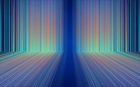 Colorful extended fiber optic lines space network and technology scene background