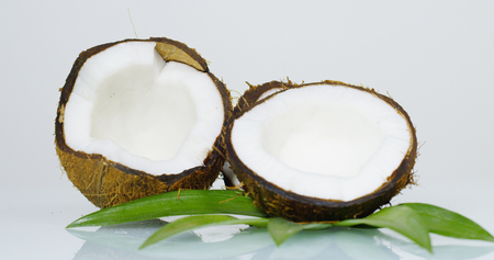 Delicious fresh nutritious coconuts isolated on white background concept: useful, vitamin, bio,...