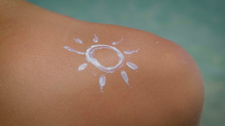 Sunny, a blue sea background, is smeared in summer, on a sunny day. Concept sea rest, sun, travel,...