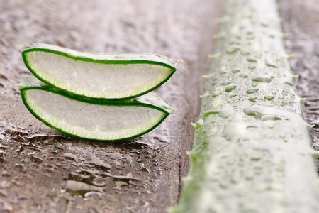 Macro of composition of aloe vera. Concept of beauty cream derived from Aloe, natural medicine and care for the body, two to its therapeutic properties, facelift, rejuvenation and Natureの写真素材