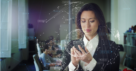 The future connection of people through hologram, communication and sending of important files, the...