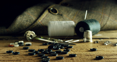 Close up of sewing accessories.の写真素材