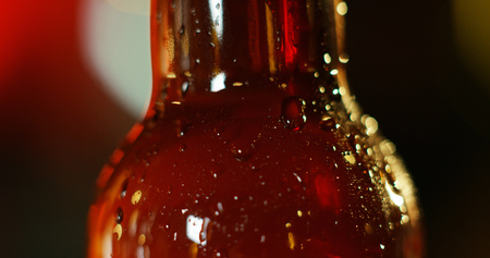 soft drink with drops of water. concept of extreme freshness and refreshing carbonated beverages. lemon and fresh fruit drinks. cold beerの写真素材