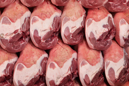 In a ham factory, there are hams to the end after having undergone the various processes according to the ancient Italian tradition. Concept of: tradition, italy, foodの写真素材