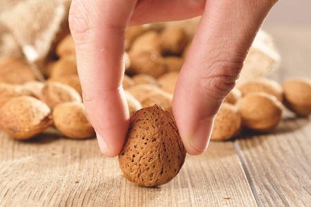 Macro macro of almonds that are used for diets because they are rich in protein and energetic....