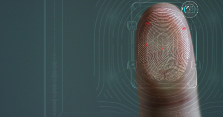 scan fingerprint biometric identity and approval. concept of the future of security and password...