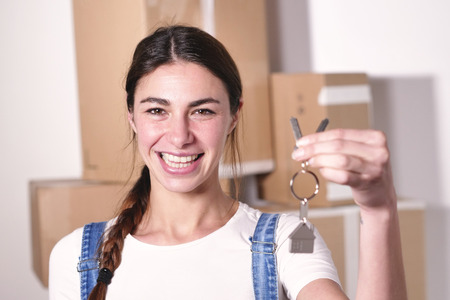 The keychain in the shape of a house. Concept of: future, new home, mortgageの写真素材