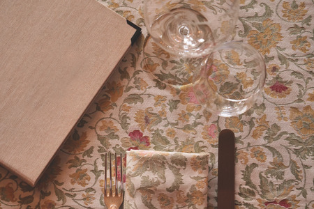 A menu for tasting typical dishes. Concept of: menu, restaurant, table, maitre.の写真素材