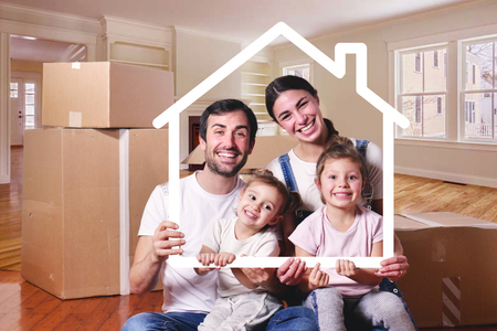 Start a new journey together. Concept of: love, family, home.の写真素材