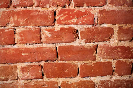 close up of old red brick city wall
