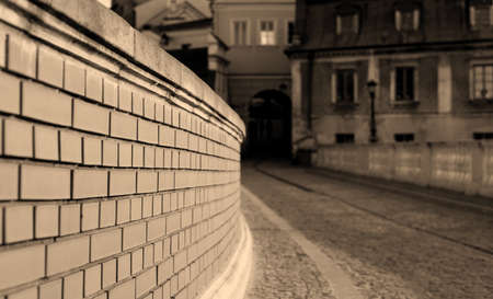 old street in ancient european city Lublin in Polandの写真素材