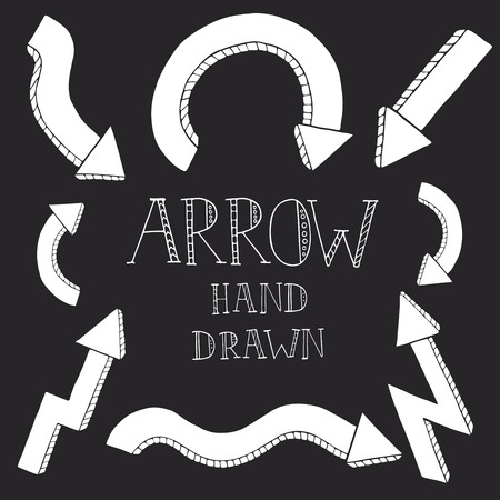 Arrow hand drawn vector,white on a grey background.のイラスト素材