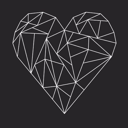Graphical abstract heart white on gray background, vectorのイラスト素材