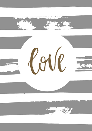 Hand drawn vector illustration. Love.  Poster. Valentine's day. Lettering. Watercolor texture. Postcard.のイラスト素材