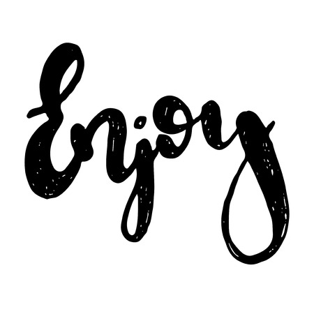 Hand drawn illustration Enjoy. Lettering for a poster, postcards, disineyのイラスト素材