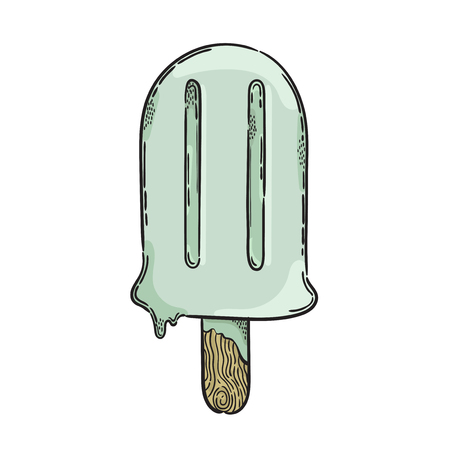 Ice cream, ice lolly. Vector hand drawn illustration. The idea for a  poster, postcard, t-shirt.のイラスト素材