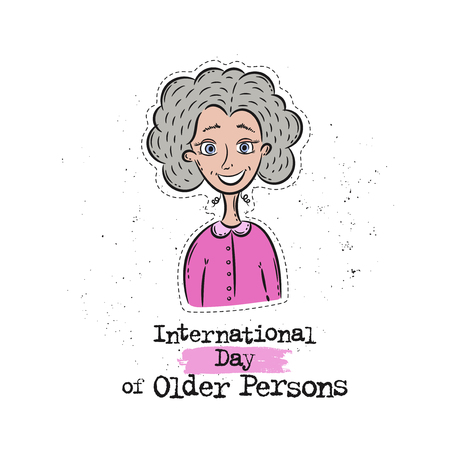 Vector hand drawn illustration. International day of older persons. Idea for poster, postcard.のイラスト素材