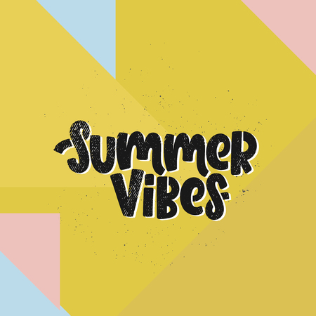 Vector hand drawn illustration. Lettering phrases Summer vibes. Idea for poster, postcard.のイラスト素材