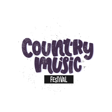 Vector hand drawn illustration. Lettering phrases Country music festival. Idea for poster, postcard.のイラスト素材