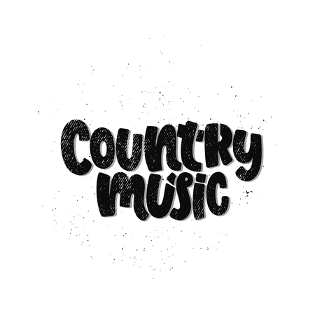 Vector hand drawn illustration. Lettering phrases Country music festival. Idea for poster, postcard.のイラスト素材