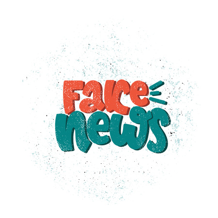 Vector hand drawn illustration. Lettering phrases  Fake news. Idea for poster, postcard.のイラスト素材