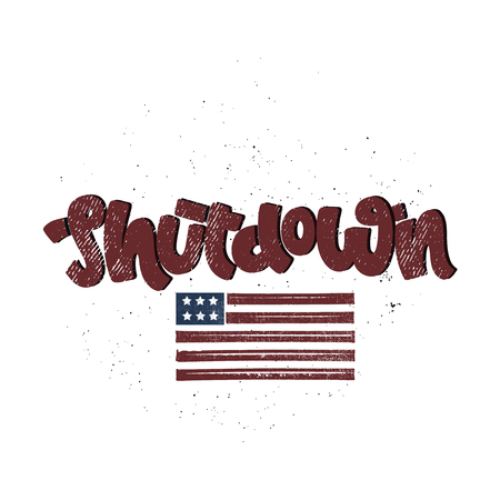 Vector hand drawn illustration. Lettering phrases  Government shutdown USA. Idea for poster, postcard.のイラスト素材