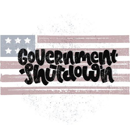 Vector hand drawn illustration. Lettering phrases  Government shutdown USA. Idea for poster, postcard.のイラスト素材