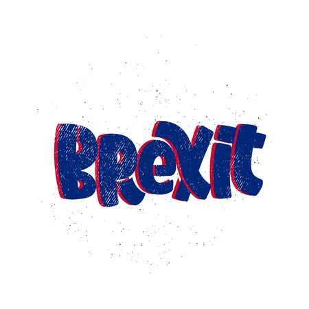 Vector hand drawn illustration. Lettering phrases  Brexit, Britannia. Idea for poster, postcard.のイラスト素材