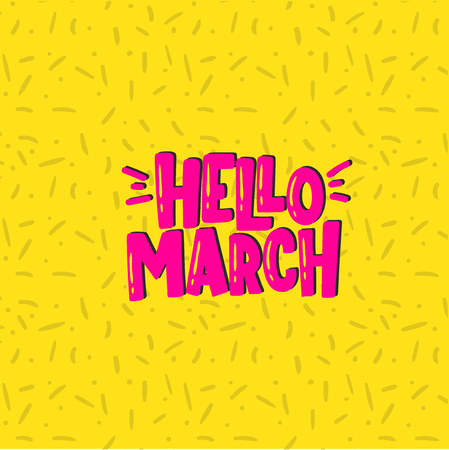 Vector hand drawn illustration. Lettering phrases Hello march. Idea for poster, postcard.のイラスト素材