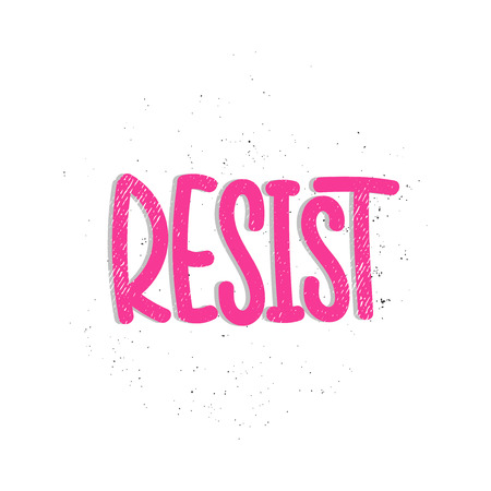 Vector hand drawn illustration. Lettering Resist. Idea for poster, postcard.のイラスト素材
