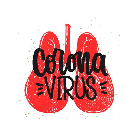 Vector hand drawn illustration. Lettering phrases Coronavirus COvid-19. Idea for poster, postcard.のイラスト素材