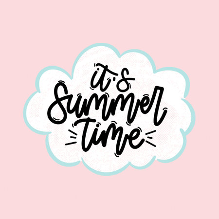 Vector hand drawn illustration. Lettering phrases It's summer time. Warning phrase, posterのイラスト素材