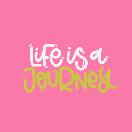 Vector hand drawn illustration. Lettering phrases Life is a journey. Idea for poster, postcard. inspiration quote.のイラスト素材