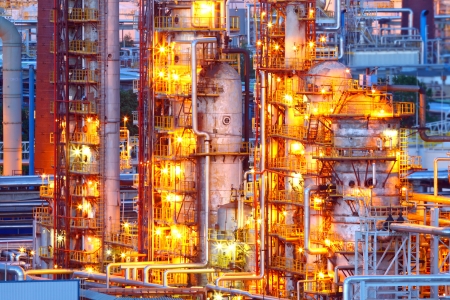 Refinery at nightの写真素材