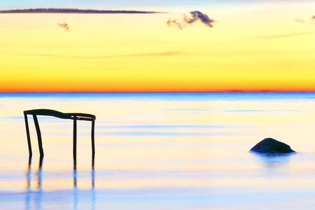 Golden sky background of sunsetの写真素材