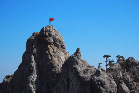 Landscape of the highest mountain in Crimea against the blue skyの写真素材